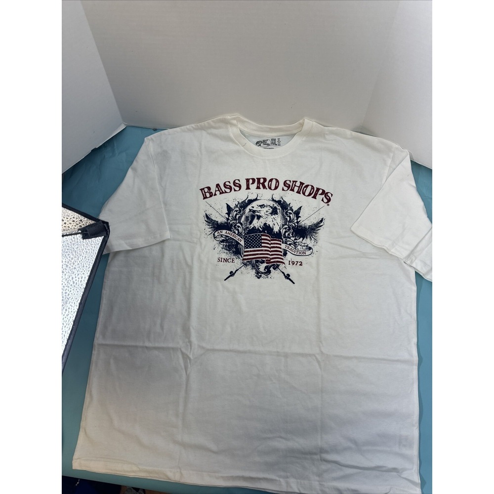 Bass Pro Shops Mens Short Sleeve T-Shirt XXL White American Eagle Graphic Tee